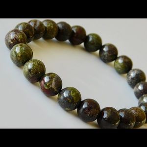 Dragons Blood Jasper Courage Crystal Bead Bracelet Green Red